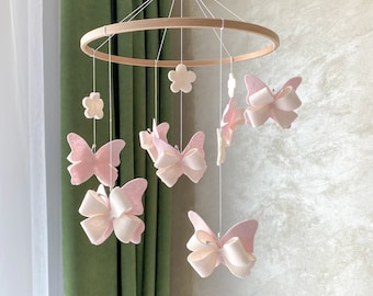 Butterfly Baby Mobile, Felt Butterflies Nursery Mobile