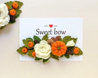Fall Felt Floral Crown: Pumpkin, Berries, Rose Headband
