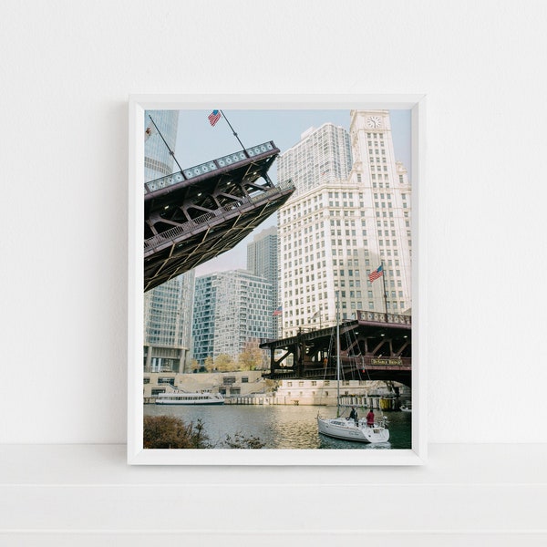 DIGITAL DOWNLOAD - Wrigley Building Photography Print / Michigan Ave Bridge / Chicago Architecture Photography / Chicago Home Decor