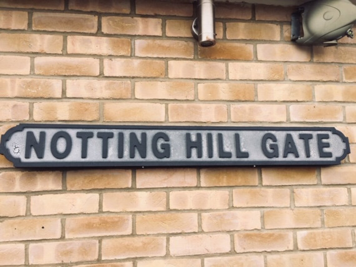 Retro vintage solid wooden street sign Notting Hill Gate Etsy