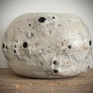 Handmade Ceramic Moon Vase: Signed Studio Art Pottery