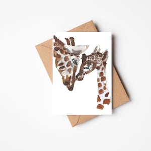 Carte girafe mignonne, nouvelle carte bébé, nouvelle carte bébé douce, carte bébé, carte maman et bébé, carte papa et bébé