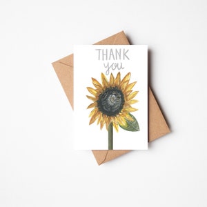 Dank u bloemenkaart, zonnebloem dank u kaarten, bruiloft dank u kaarten, zonnebloem kaarten, Eco vriendelijke kaart, wenskaart