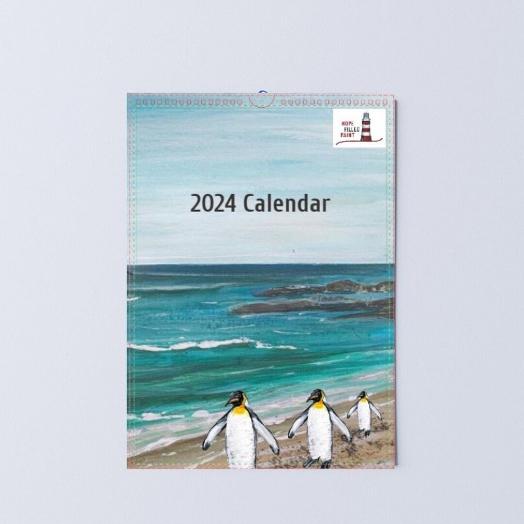 Venta de calendario 2024, Calendario Penguin, Calendario de pared A3