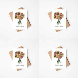 Pacote de cartões "Thanks a Bunch", pacote de quatro, pacotes de cartões de agradecimento, cartões de agradecimento A6, pacote de cartões de caridade