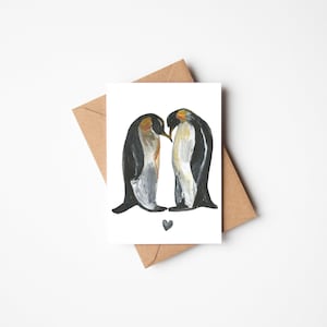 Penguin Valentine card, Penguin Anniversary Card, Penguin Anniversary Card, Anniversary card for him, Anniversary Card for her, cute card