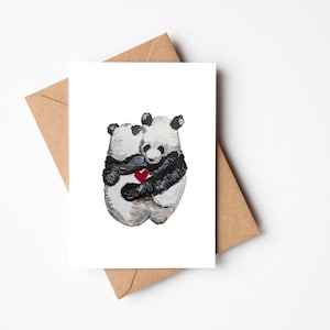 Schattige panda-valentijnskaart, panda-valentijnskaart, valentijnskaart, kaart voor haar, kaart voor hem, liefdespandakaart, pandaverjaardagskaart