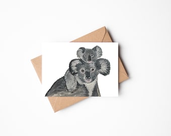 New baby card, Koala Mother's day card, Mum and baby card, Mama's day card, best Mum card, Koala and baby card, Koala family card
