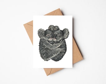 Koala valentines card, cute love card, anniversary card for him, card for her, anniversary card, koala anniversary card