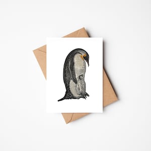 Penguin baby card, cute animal card, penguin card, new baby card, Penguin card for dad, first birthday card
