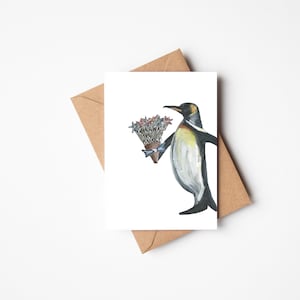 Bedankt een heleboel kaart, Penguin Bedankkaart, Leuke Bedankkaart, A6 Bedankkaarten