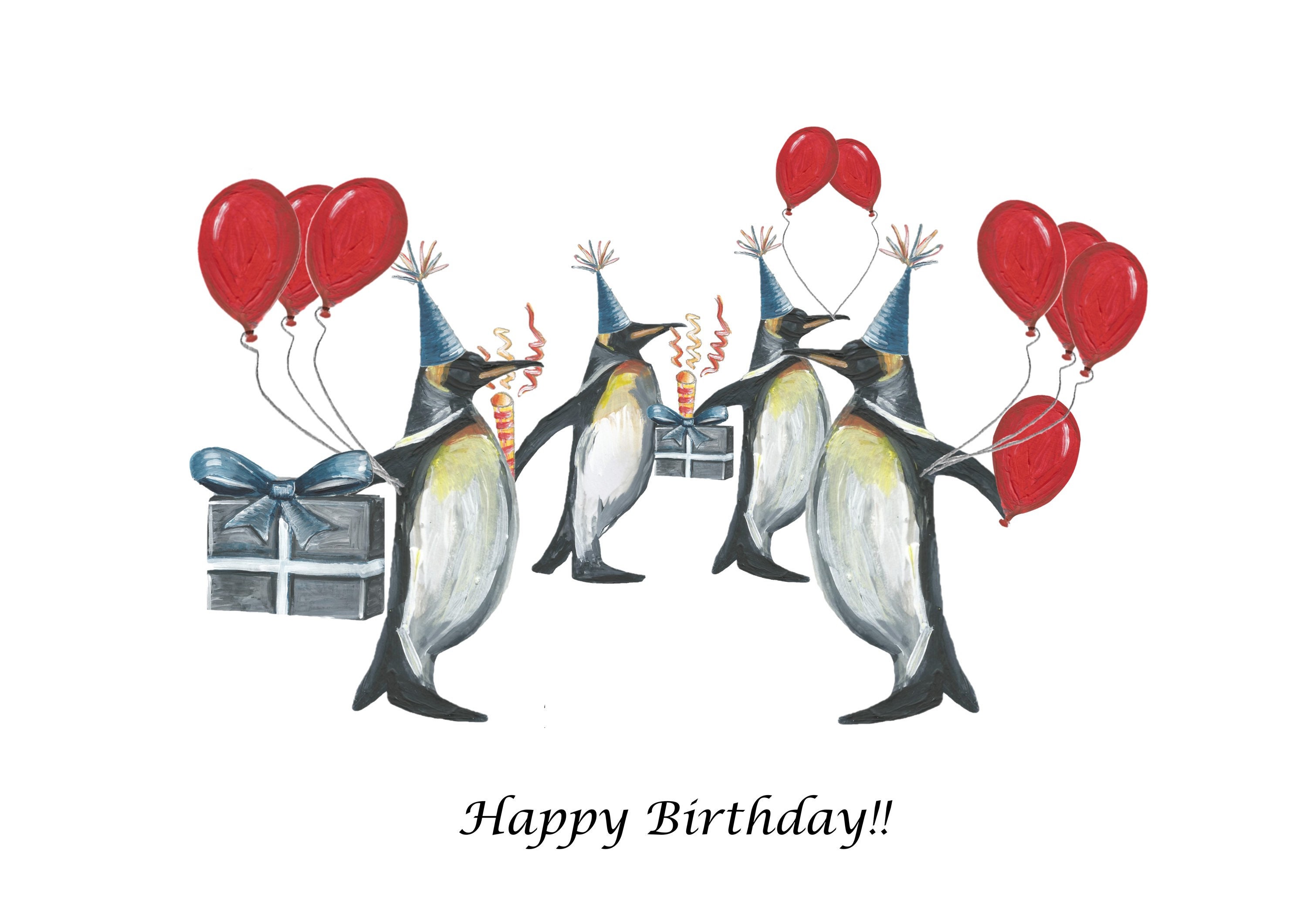 Süße Happy Birthday Karte Pinguin Geburtstagskarte Etsy