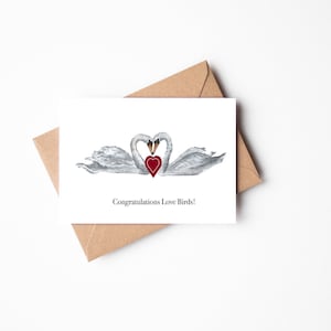 Herzlichen Glückwunsch Liebe Vogel Karte, Hochzeitskarte Liebeskarte, Glückwunsch Verlobungskarte,