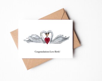 Congratulations Love Bird Card, wedding card love card, congratulations engagement card,