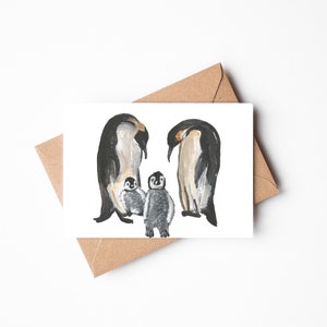 Moederdagkaart, pinguïn Moederdagkaart, gezin van vier, schattige Mamadagkaart