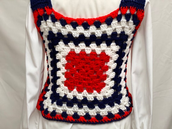 70s Granny Squares Crochet Vest | Handmade Sweater