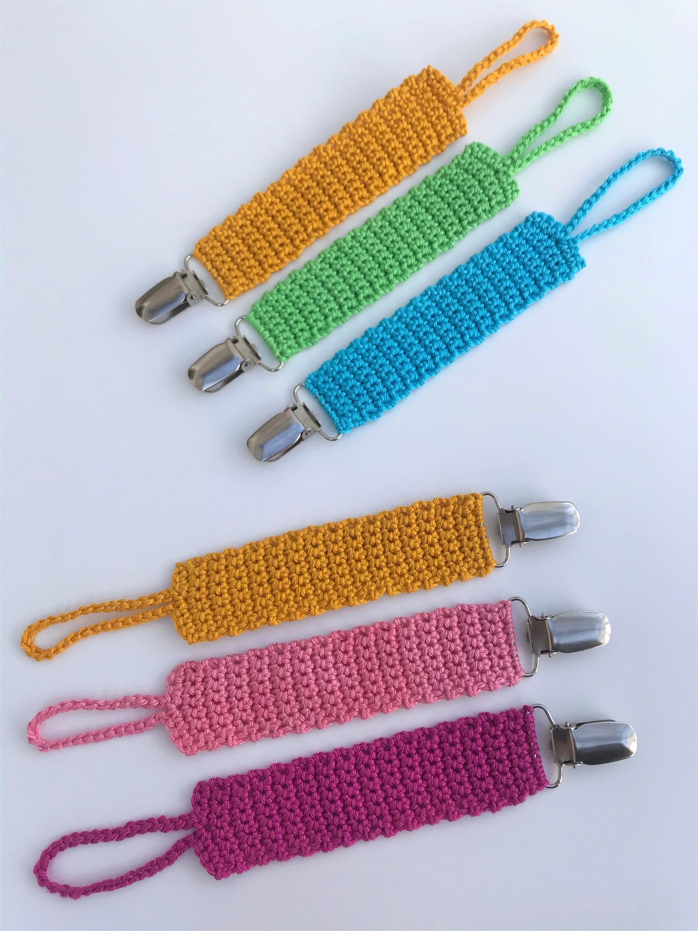 Crochet Dummy/ Pacifier Clip/ Strap Pattern. Pink Blue Green Etsy