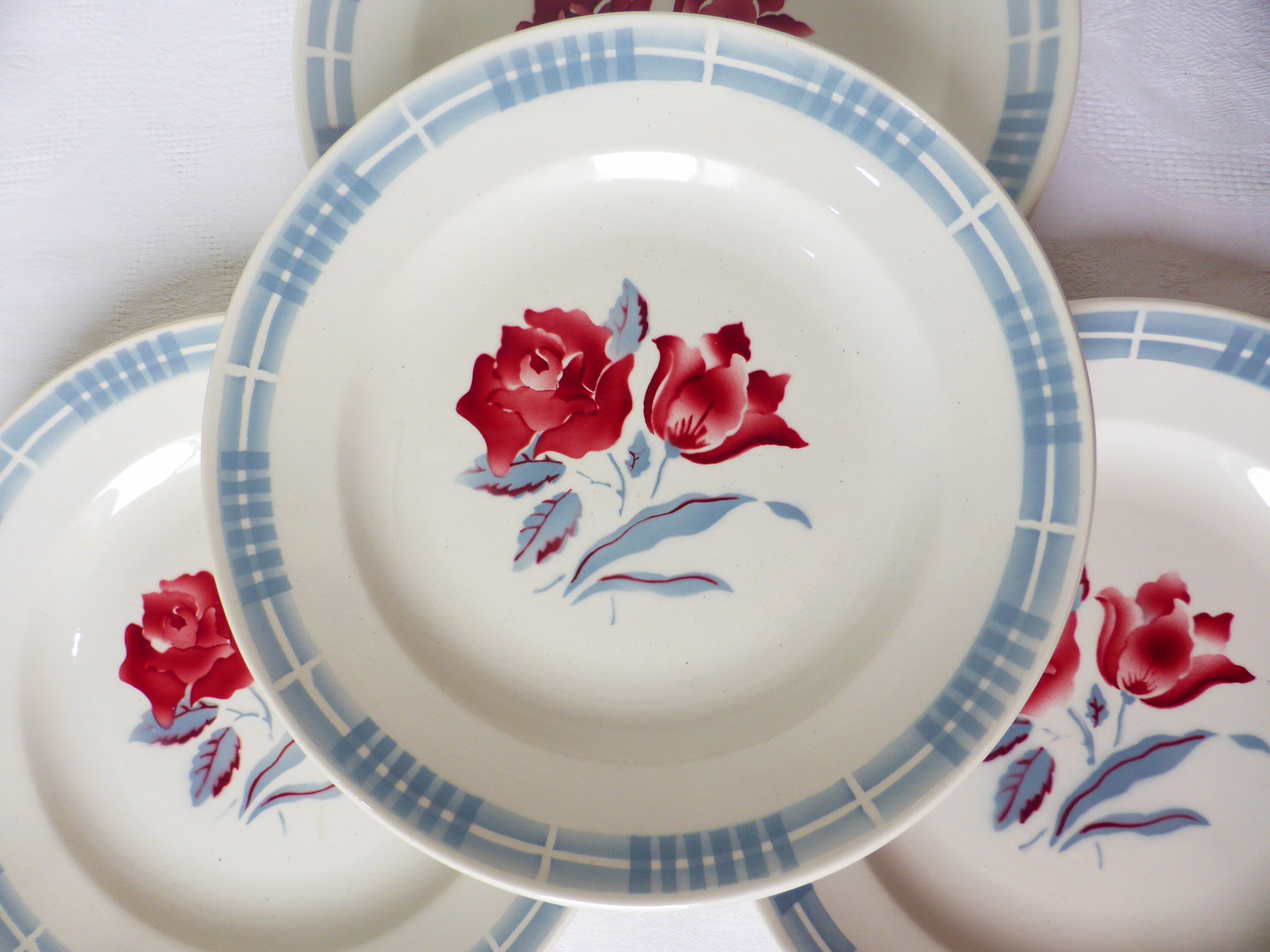 4 Assiettes Plates Vintage de Digoin Sarreguemines Modèle Troyes