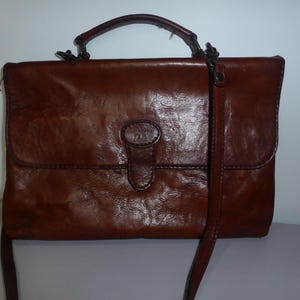 sacoche cartable en cuir Italien vintage de marque The Light