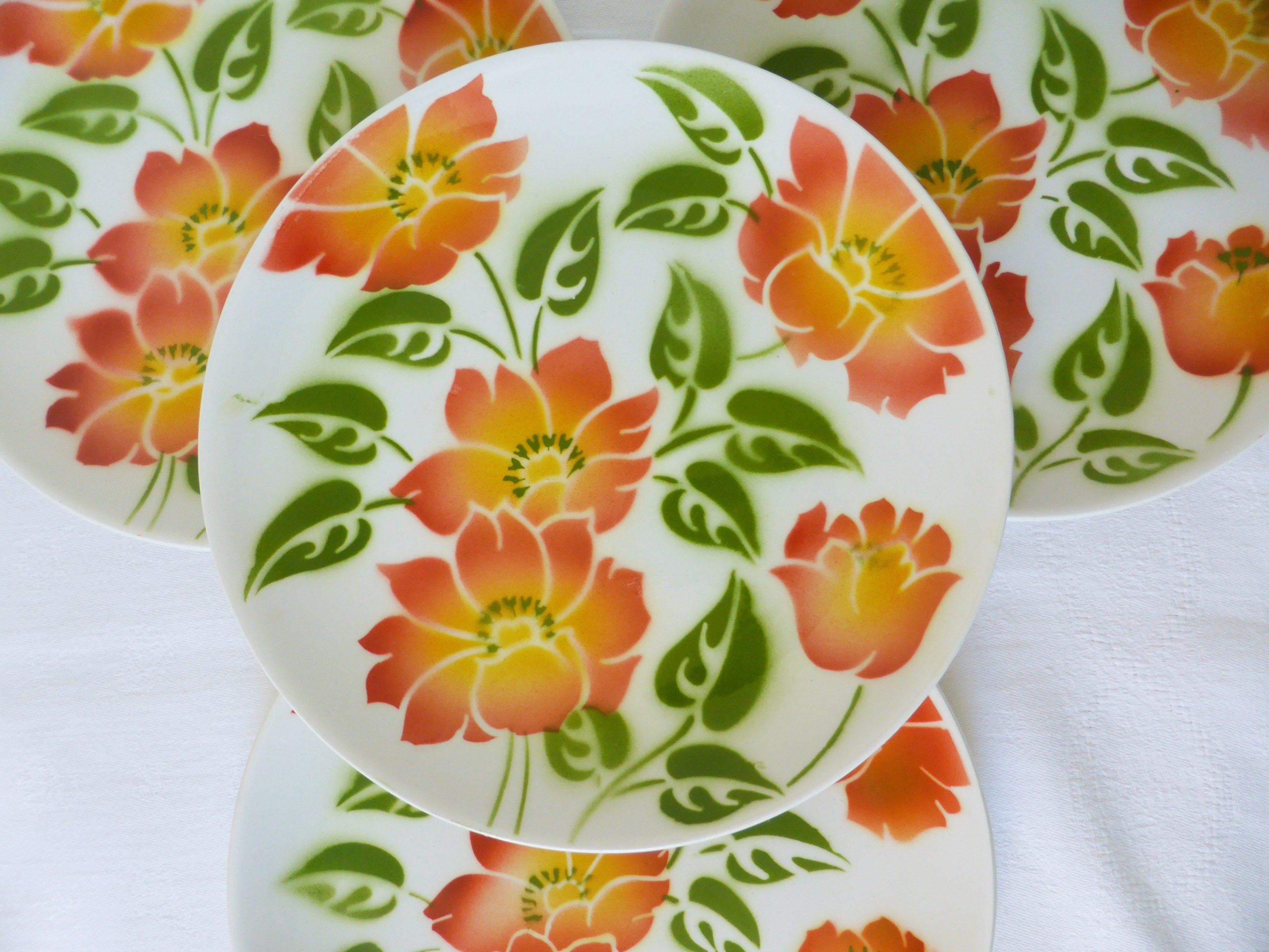 4 Assiettes Dessert Vintage Moulin Des Loups Orchies Modèle Ontario en Porcelaine