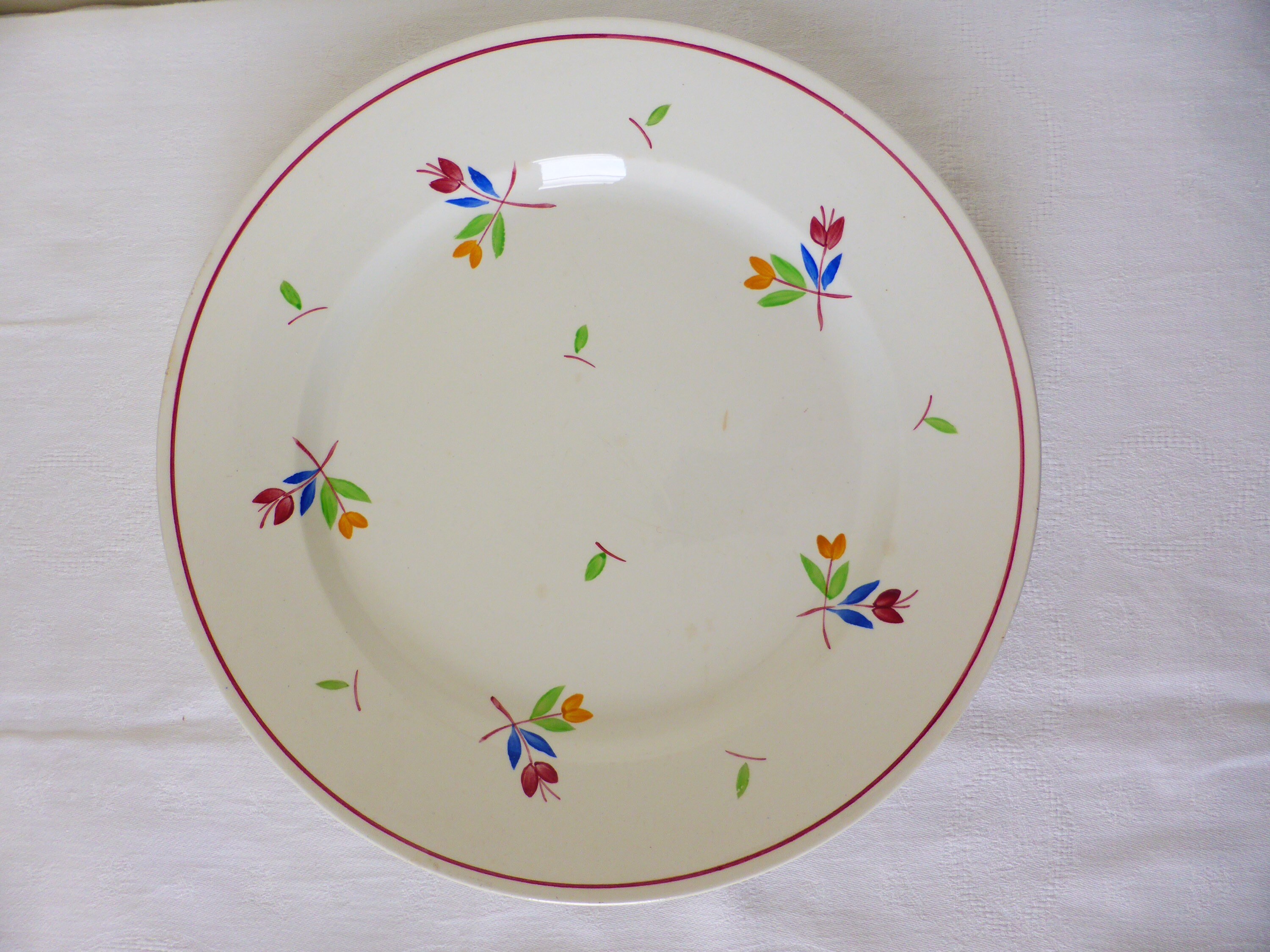 1 Plat Rond Vintage de La Manufacture Gien Modèle Rose Marie en Porcelaine