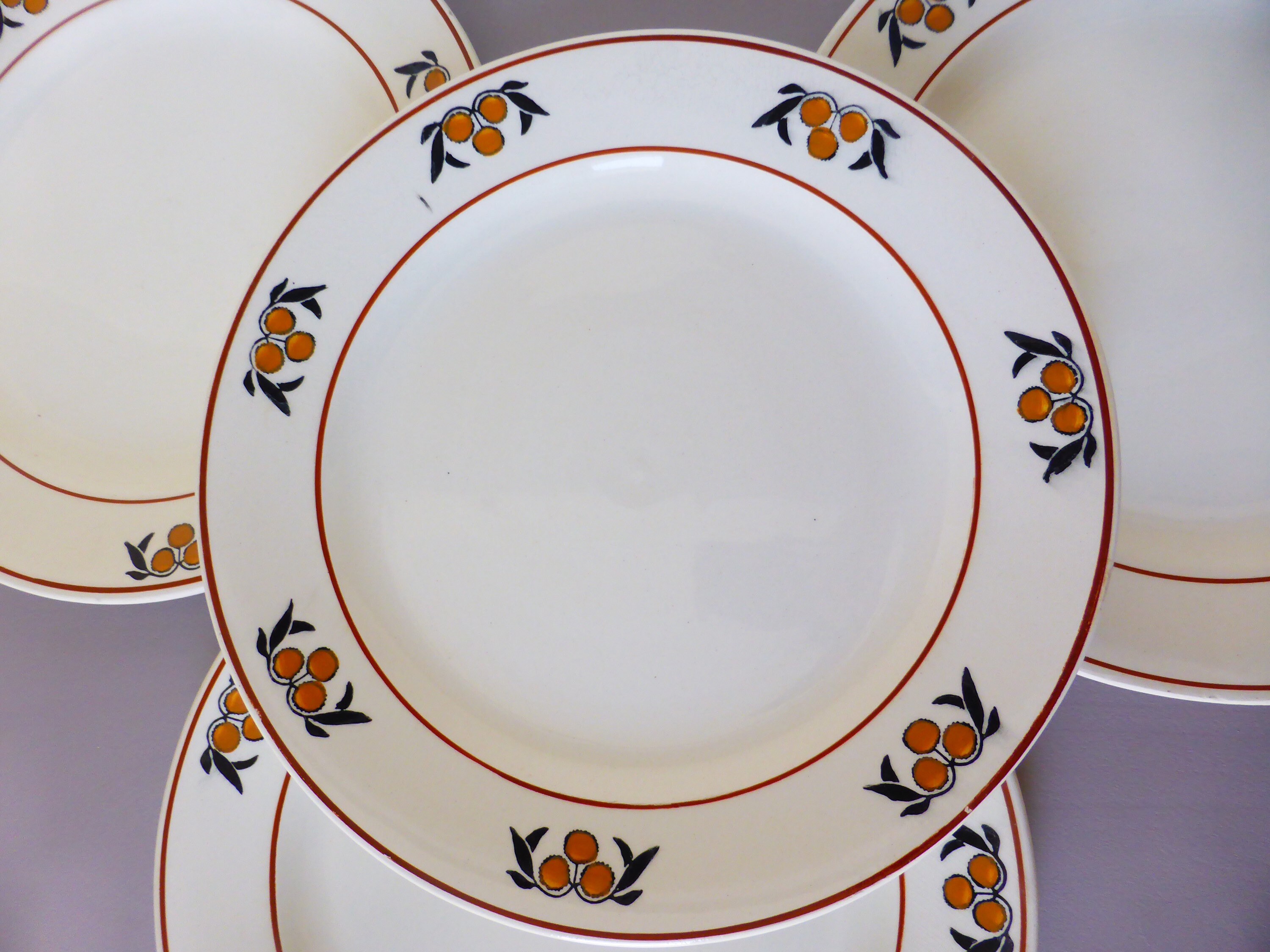 4 Assiettes Plates Vintage en Terre de Fer Des Salins Modele Mimosa