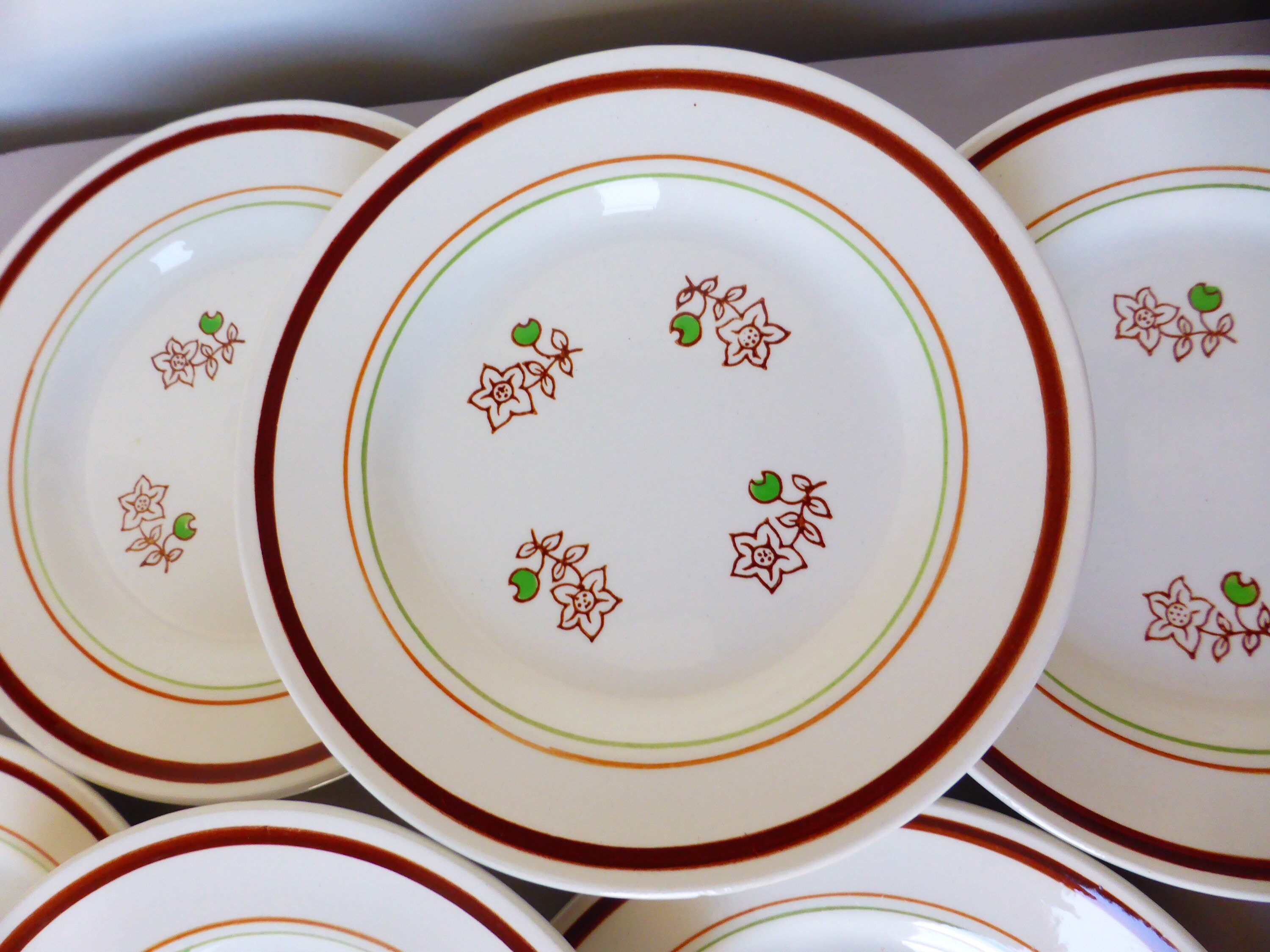 6 Assiettes Dessert de La Manufacture Gien Modèle Katy Vintage en Porcelaine