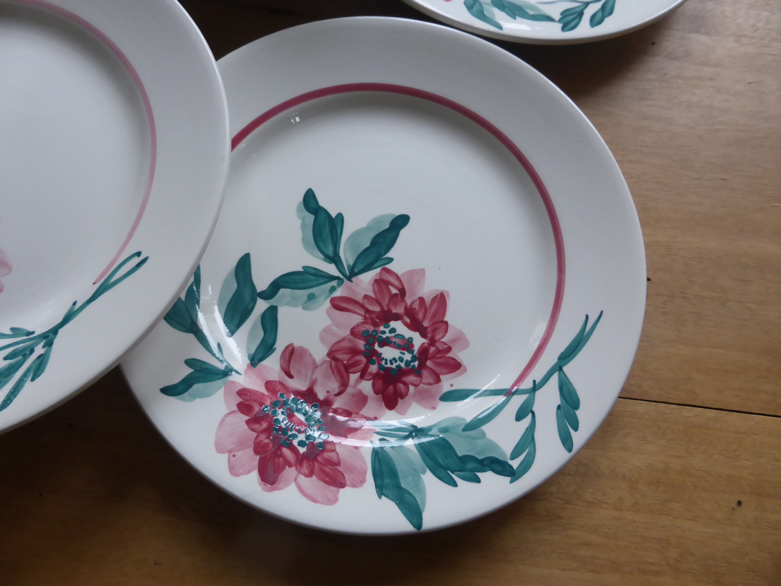 6 Assiettes à Dessert Vintage de La Manufacture Sarreguemines Modèle Monceau en Porcelaine