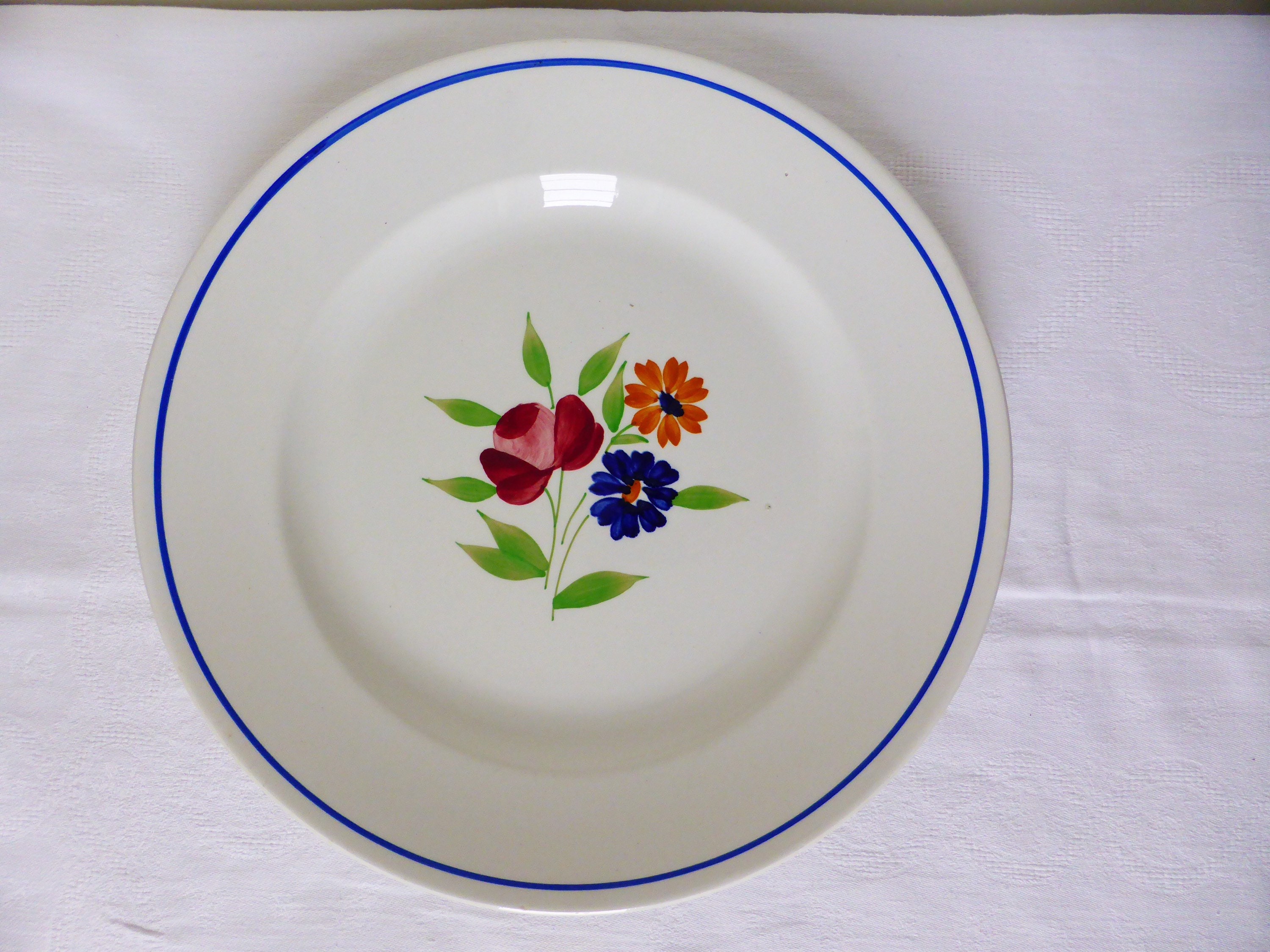 1 Plat de Service Rond Vintage La Manufacture Badonviller en Porcelaine