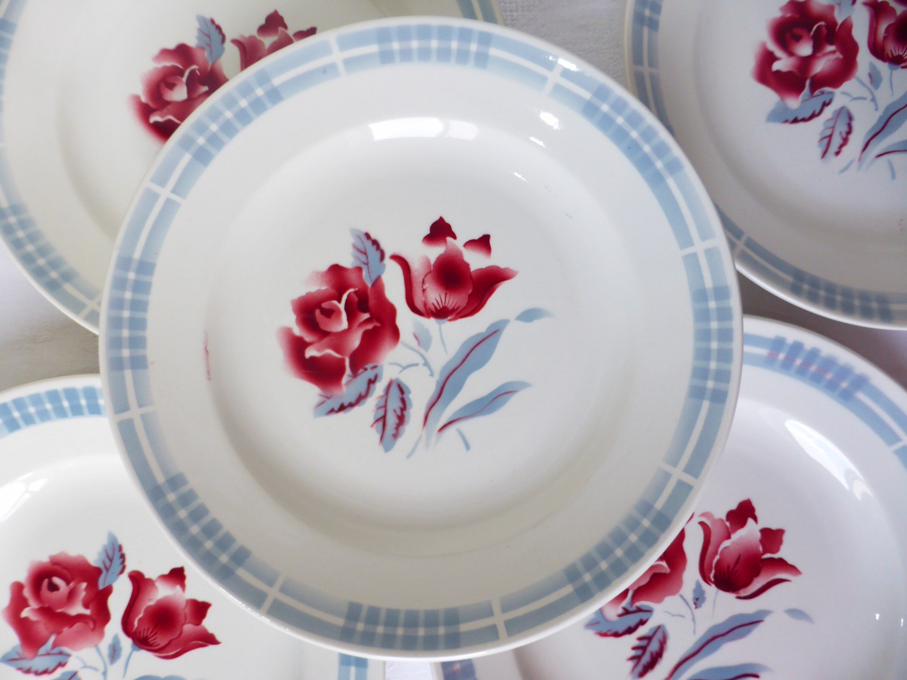 5 Assiettes Plates Vintage de Digoin Sarreguemines Modèle Troyes