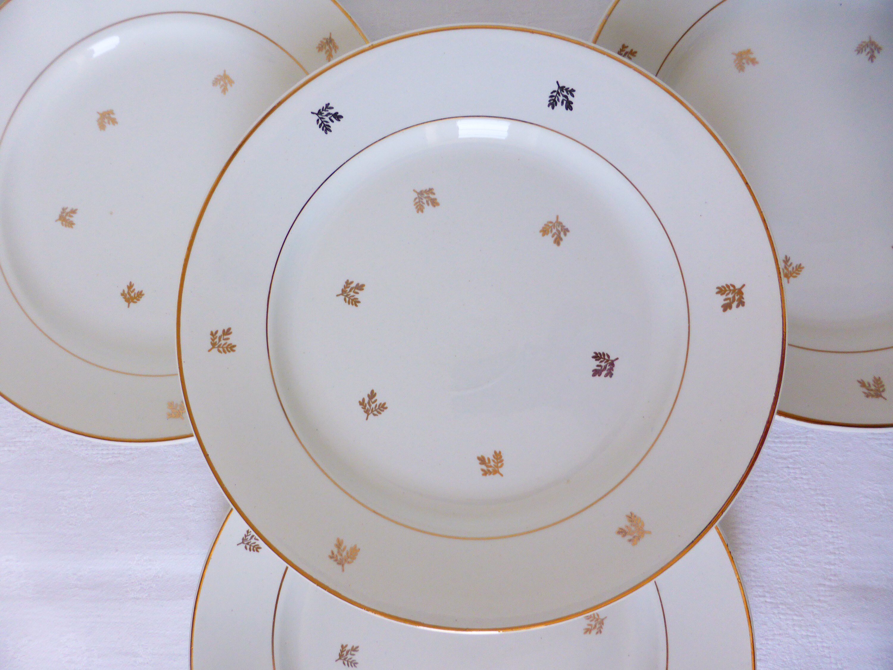 4 Assiettes Plates Vintage en Porcelaine de Badonviller