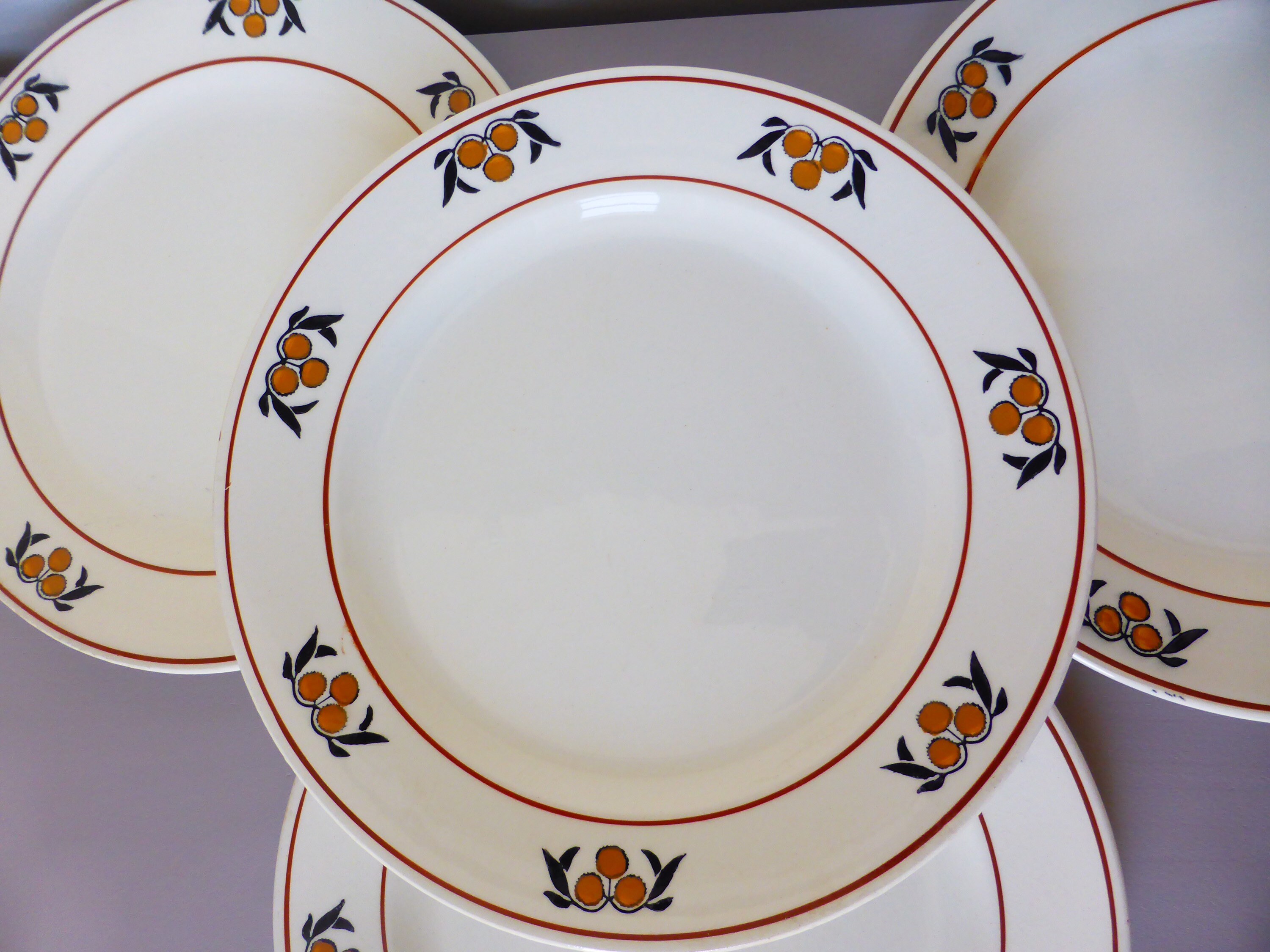 4 Assiettes Plates Vintage en Terre de Fer Des Salins Modele Mimosa