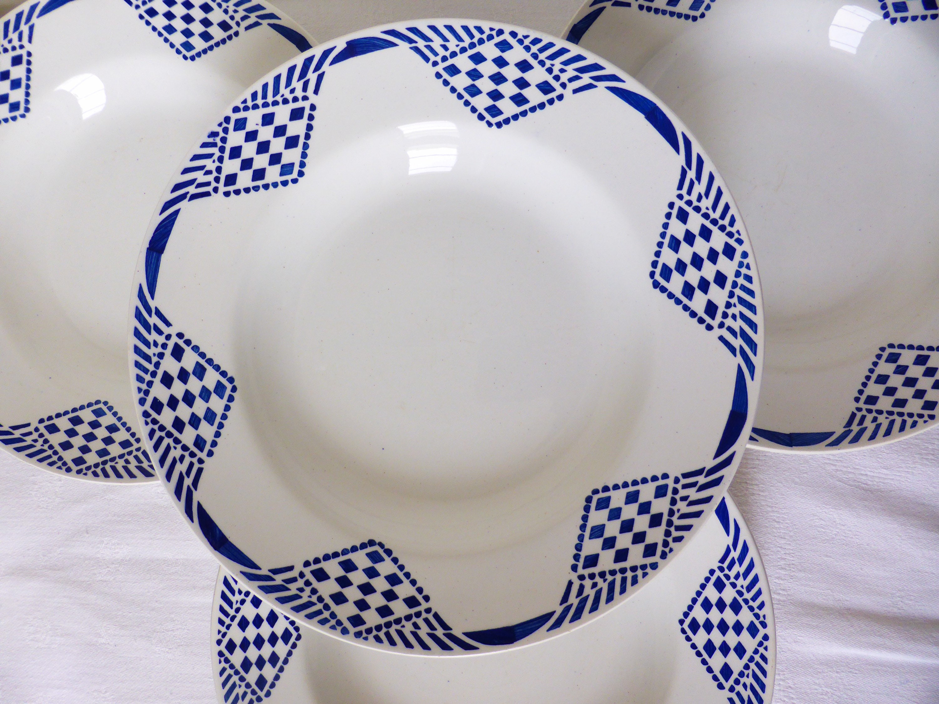 4 Assiettes Creuses Vintage Du Moulin Des Loups et Hamage Modèle Pantin en Porcelaine