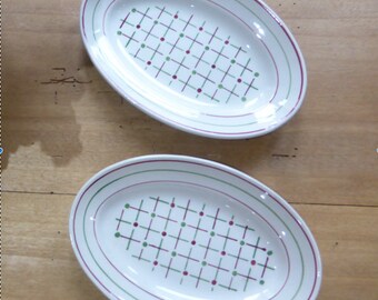 2 Vintage serving flat trays Betty model of the French manufacture of Luneville in porcelain