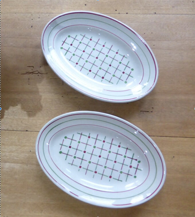 2 Raviers Plats de Service Vintage Modèle Betty La Manufacture Française Luneville en Porcelaine