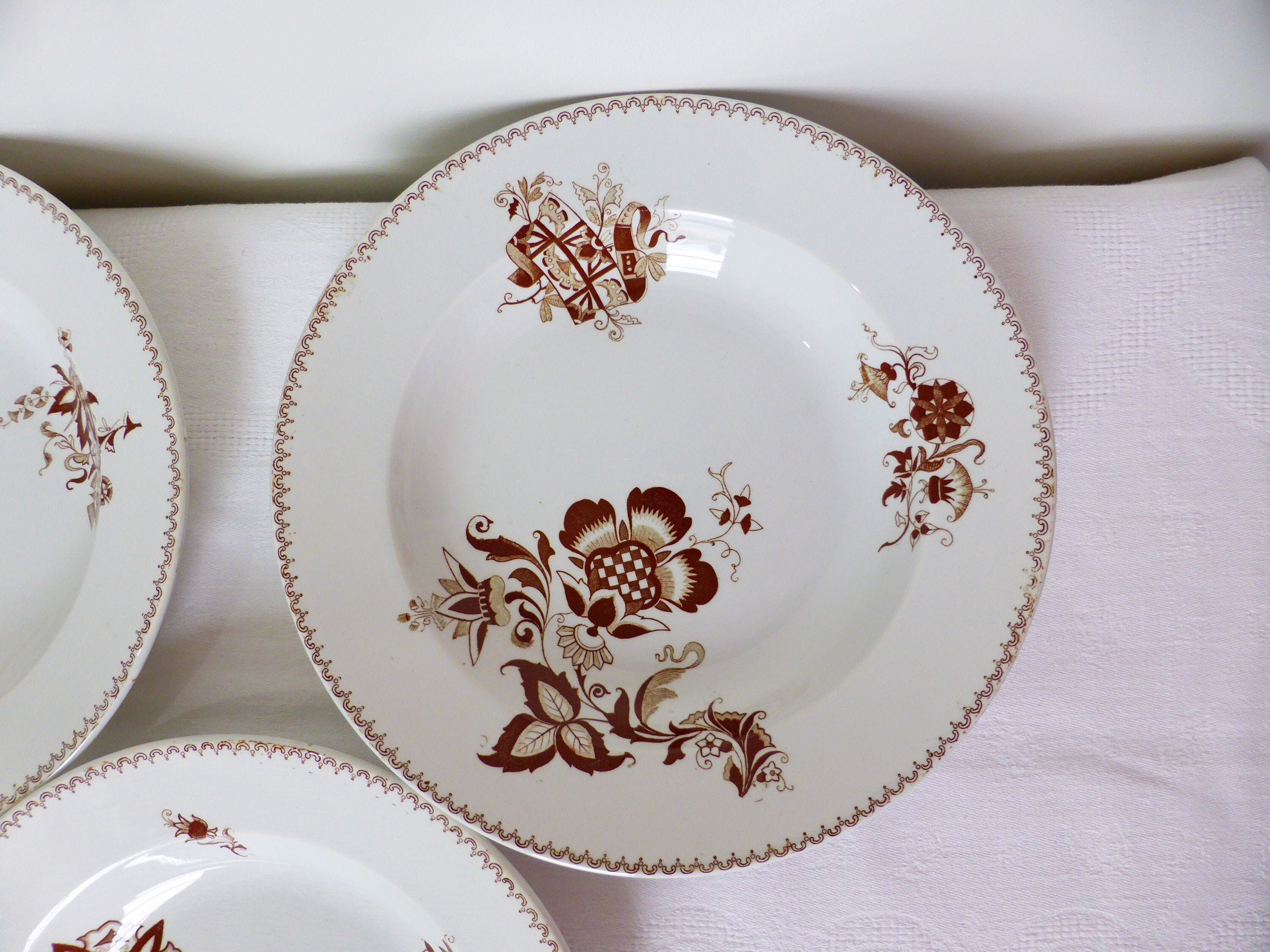 4 Assiettes Creuses Vintage de Sarreguemines Modèle Danois en Porcelaine