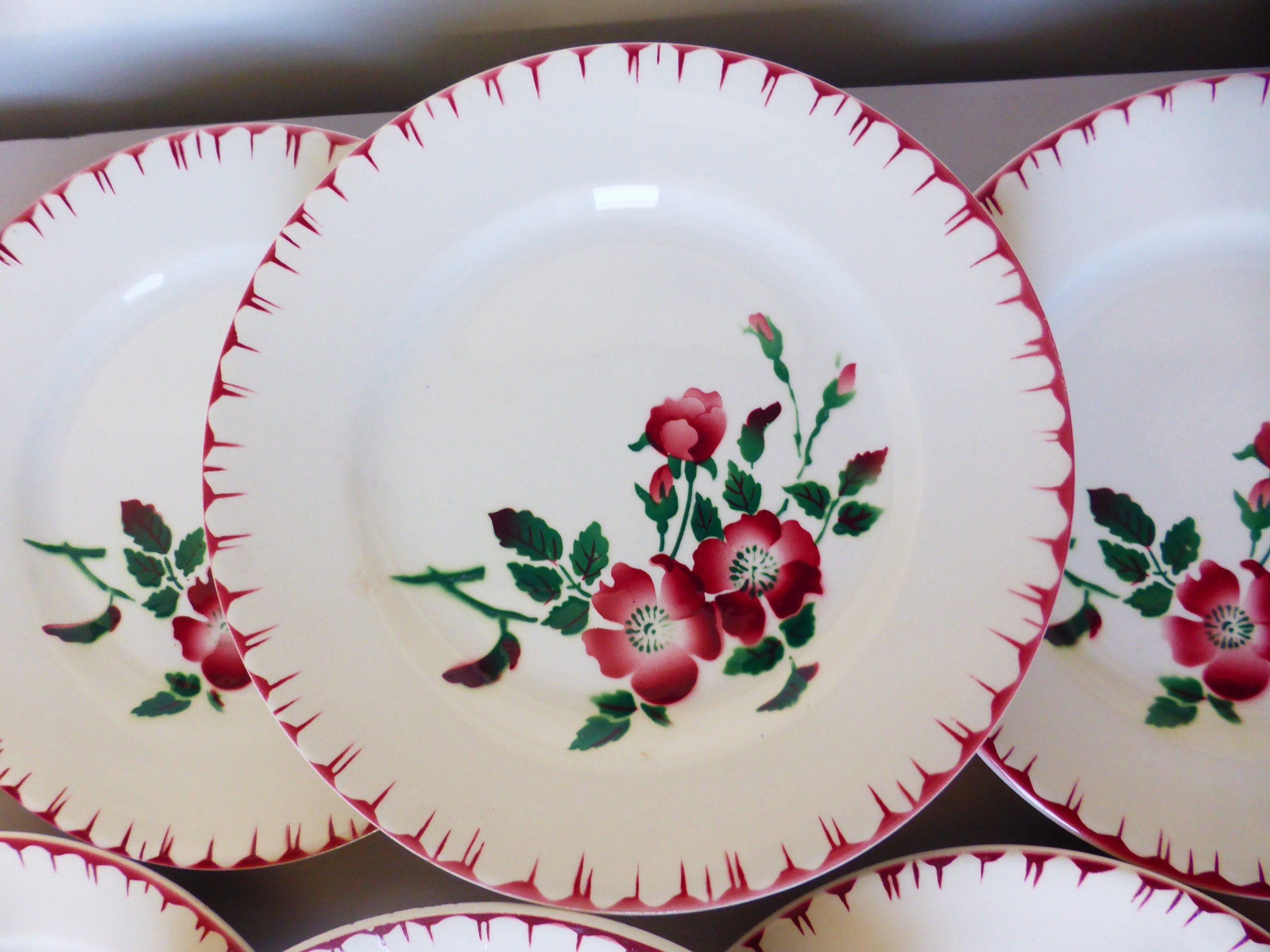 6 Assiettes Dessert Vintage de Digoin Sarreguemines Modèle Epernay en Porcelaine