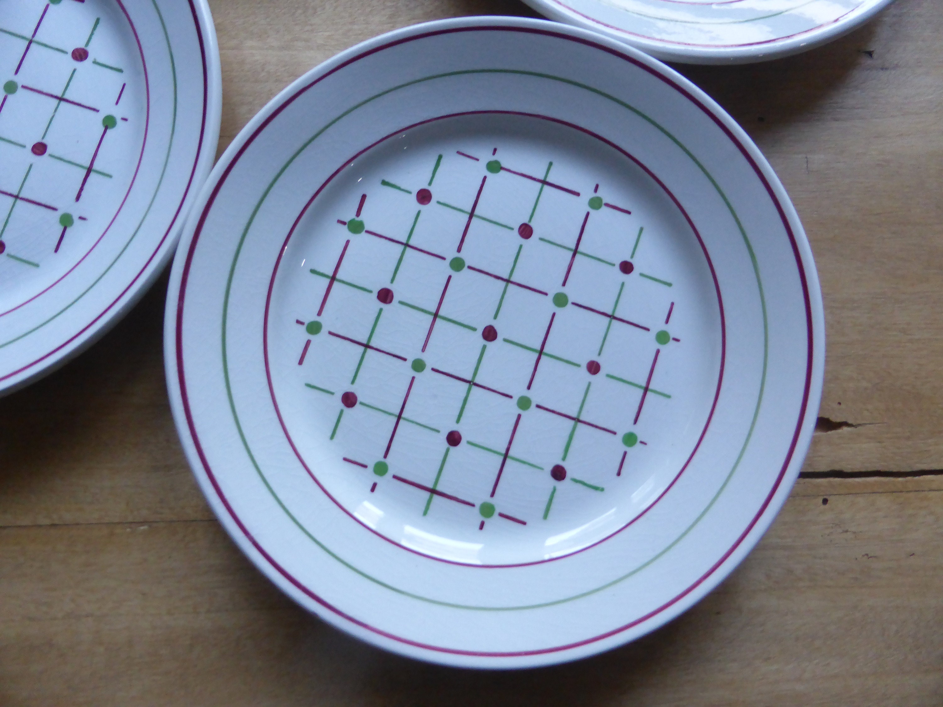 4 Assiettes Dessert Vintage Modèle Betty de La Manufacture Française Luneville en Porcelaine