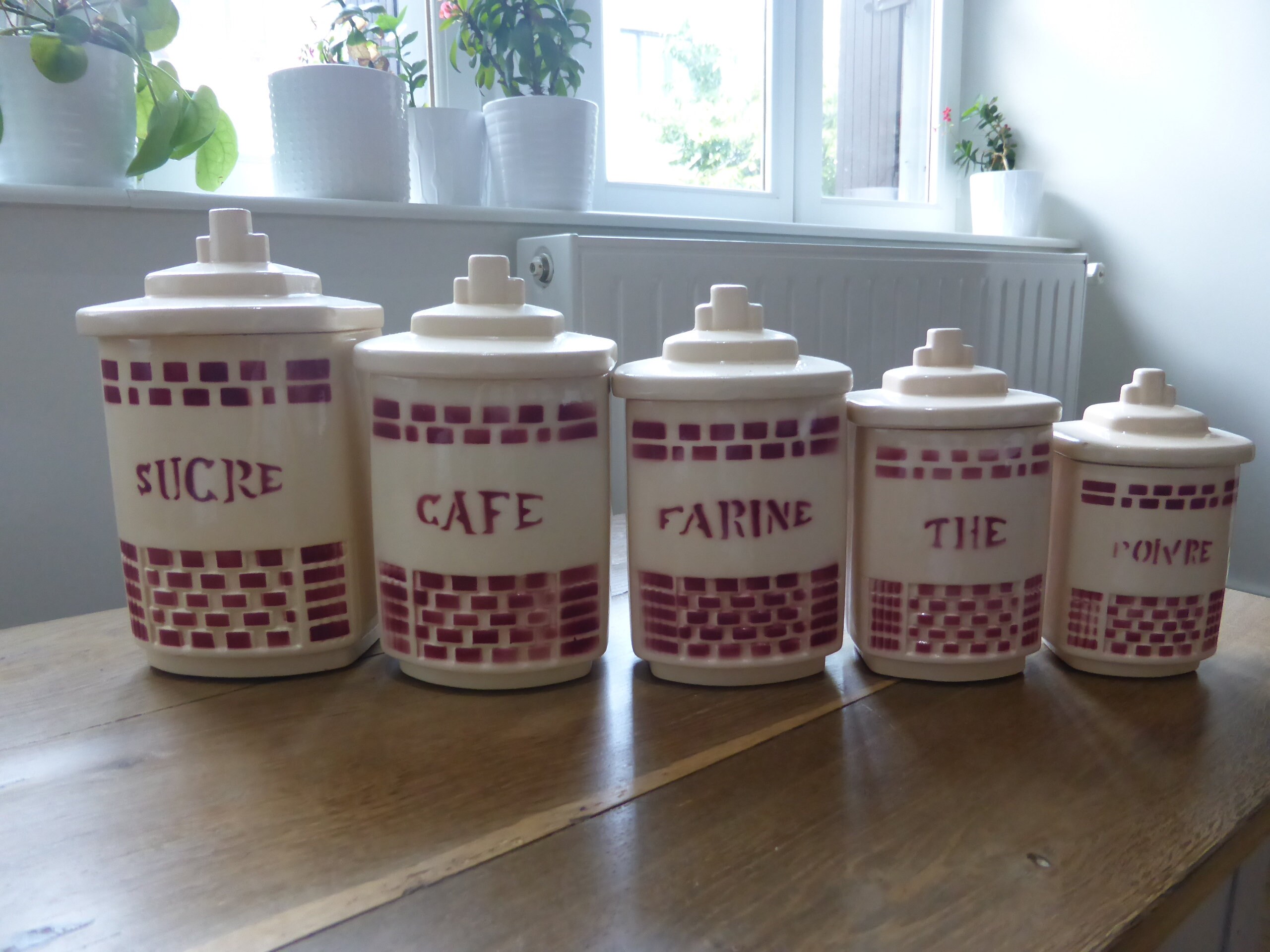Série de 5 Pots à Épices Vintage en Porcelaine