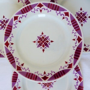 4 vintage flat ironstone plates from Moulin des Loups and Hamage, Madeleine model