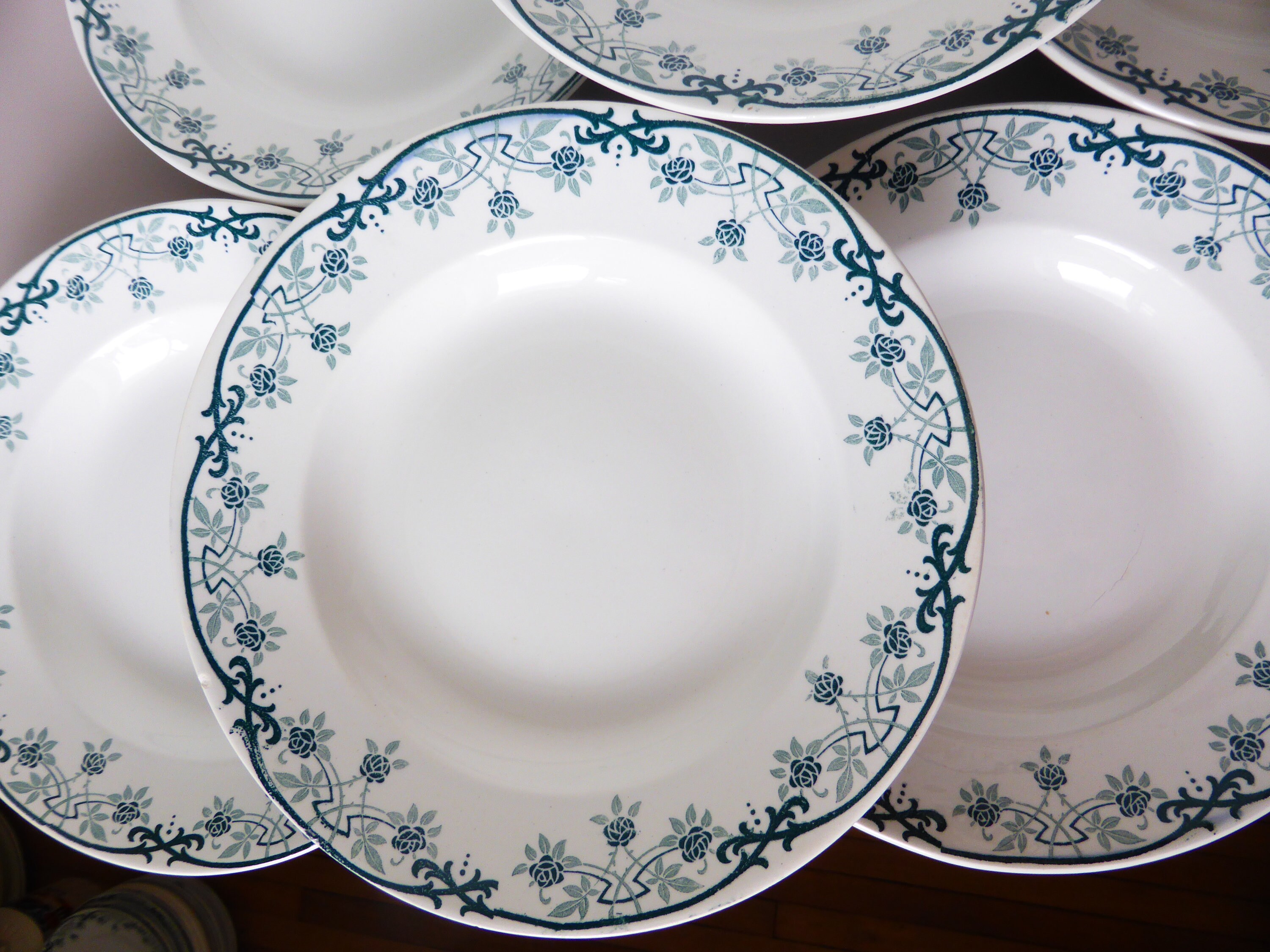 6 Assiettes Creuses Vintage de St Amand et Hamage Modèle Bleriot en Terre Fer