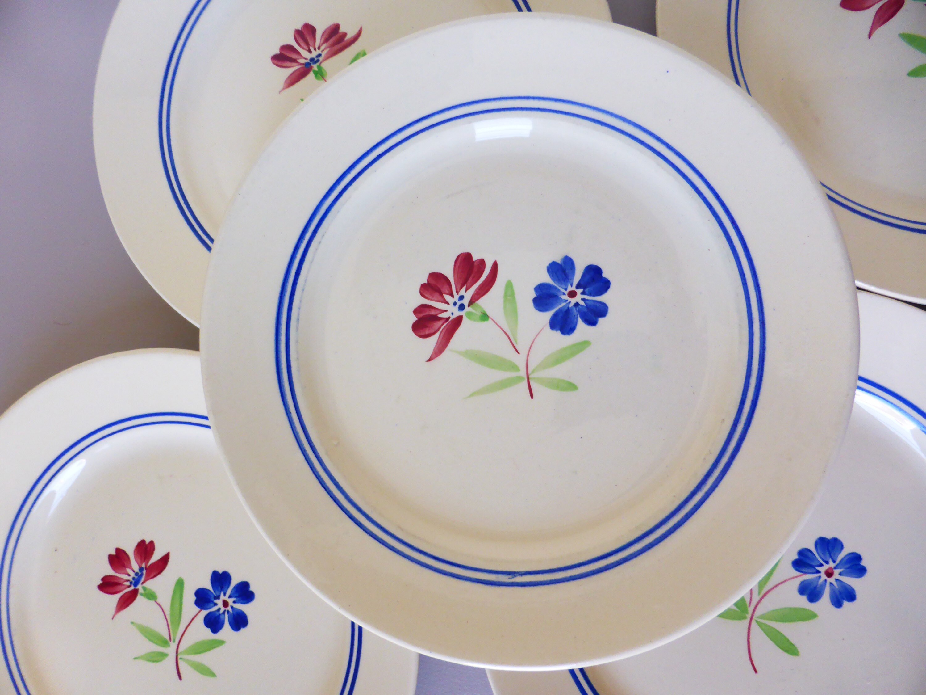 5 Assiettes Plates Vintage de La Manufacture K&g Luneville Modèle Mat en Porcelaine