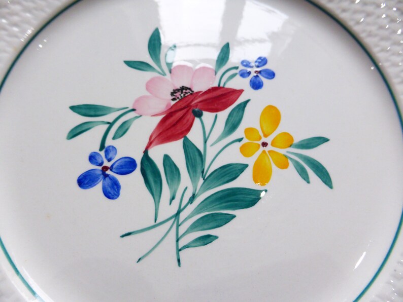 6 Digoin Sarreguemines vintage flat plates in porcelain model Fabiola