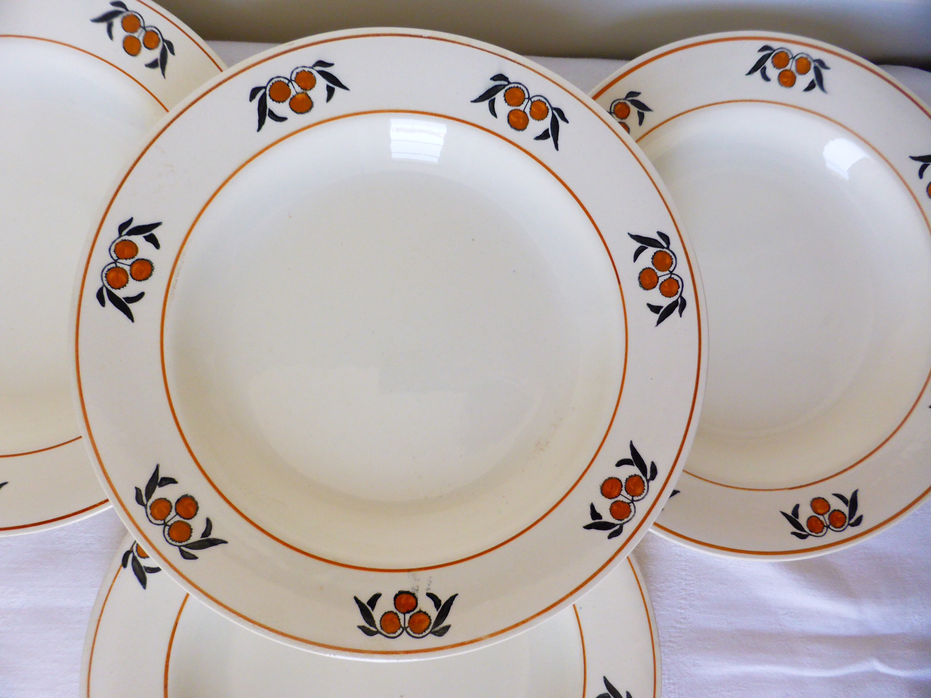 6 Assiettes Creuses Vintage en Terre de Fer Des Salins Modele Mimosa