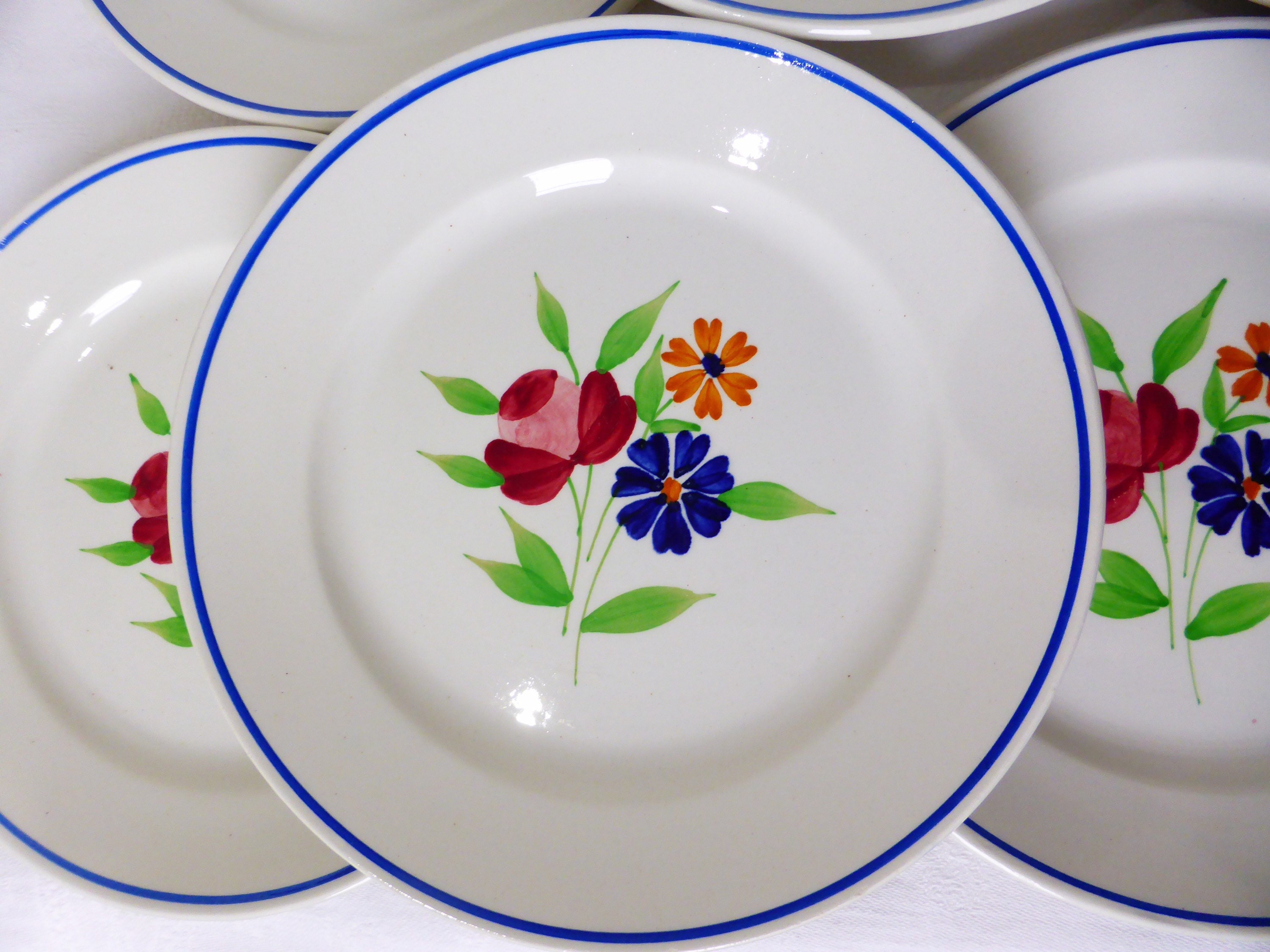 6 Assiettes Dessert Vintage en Porcelaine de Badonviller