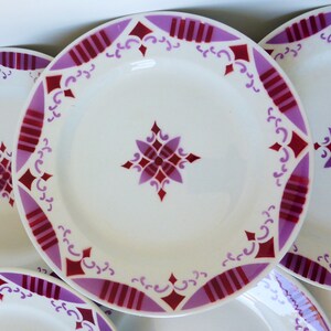 6 vintage ironstone dinner plates from Moulin des Loups and Hamage, Madeleine pattern