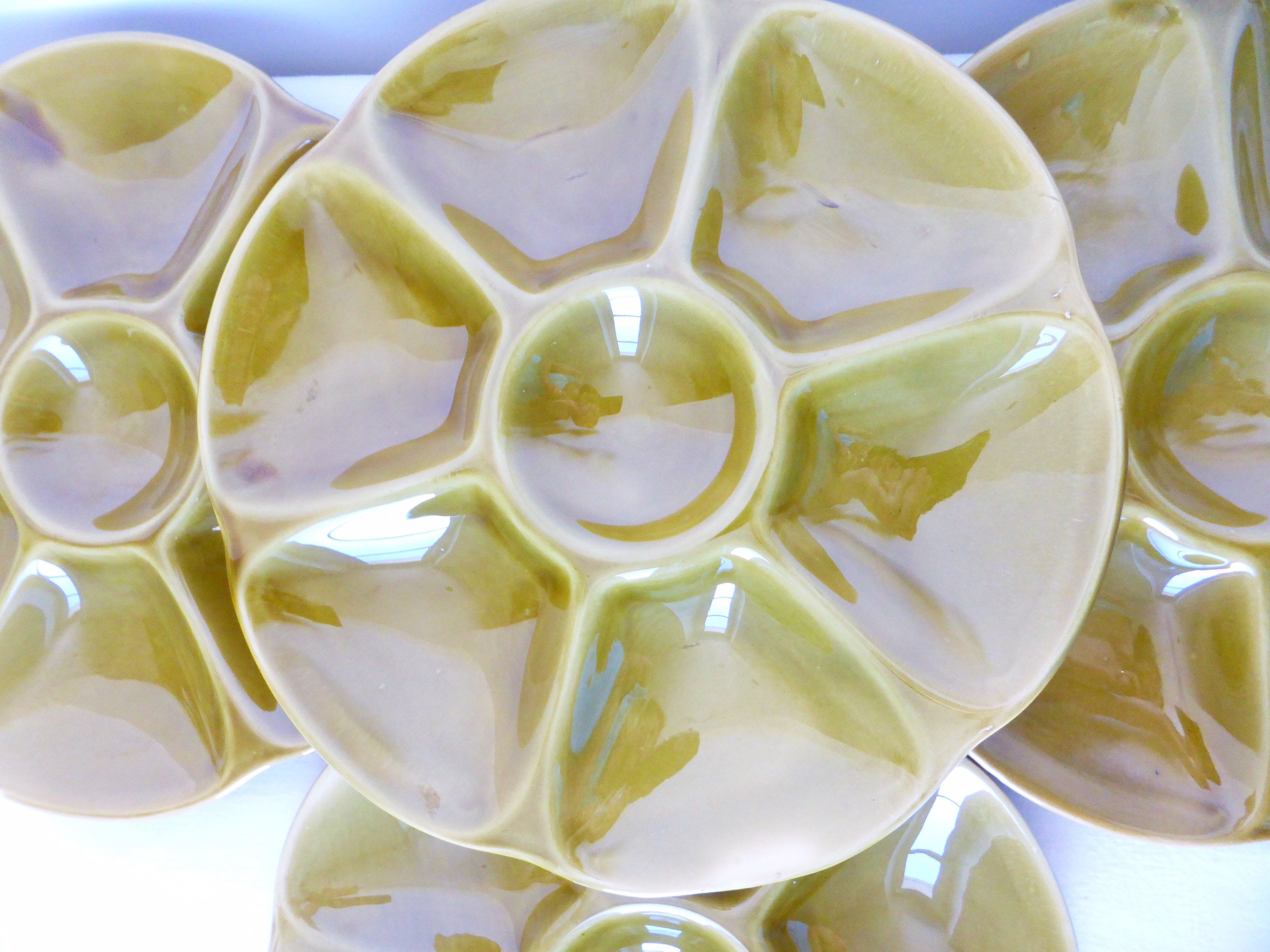 4 Assiettes à Huitres Vintage de Gien en Porcelaine