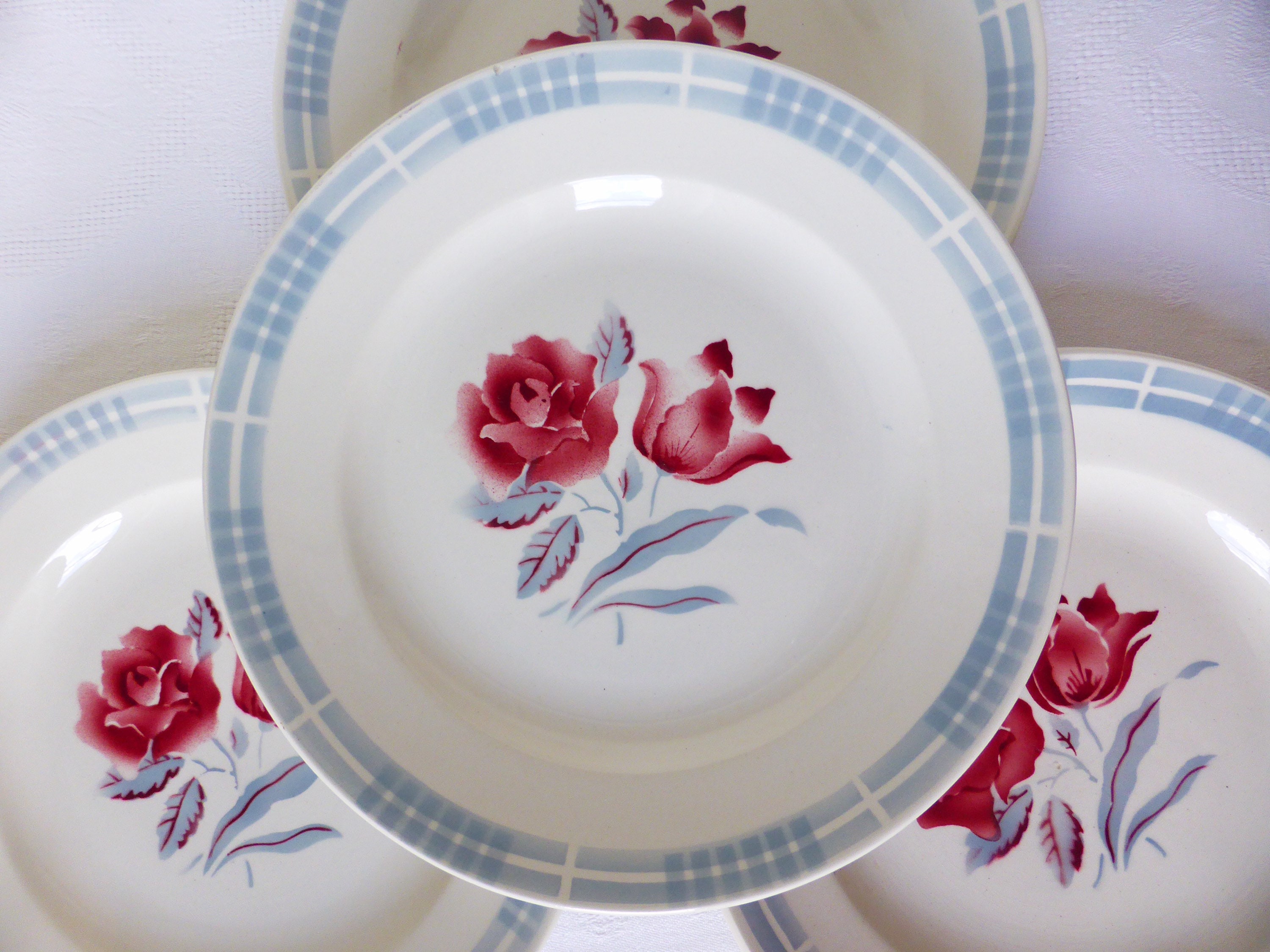 4 Assiettes Plates Vintage de Digoin Sarreguemines Modèle Troyes