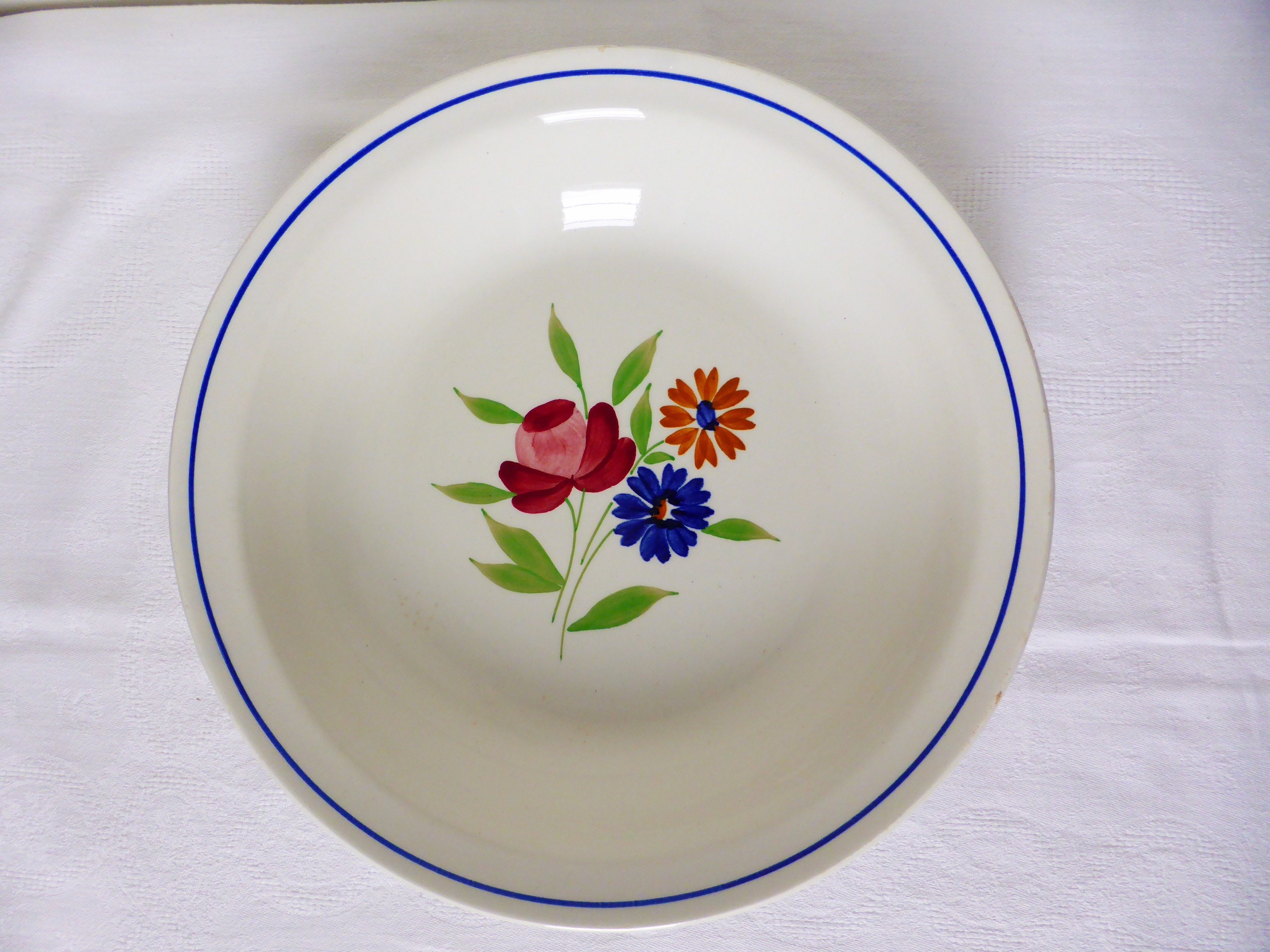 1 Plat de Service Rond Creux Vintage Badonviller en Porcelaine