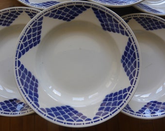 6 vintage hollow plates in St Amand porcelain